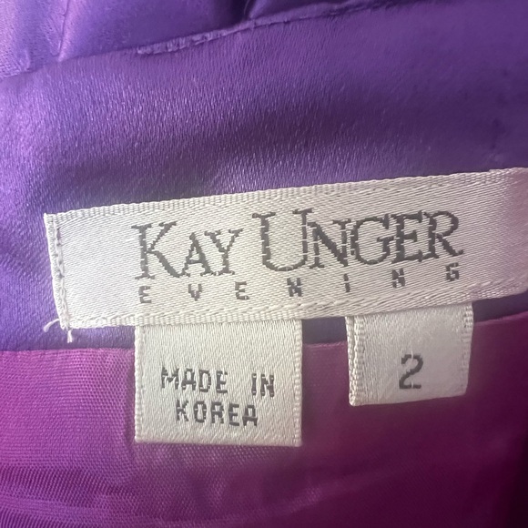 NWT Kay Unger Fit & Flair Satin Sleeveless Open Back with Bow Purple Sz2 - Picture 3 of 16